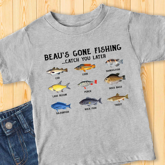 Gone Fishing Personalized Youth T-Shirt Amazing Faith Designs
