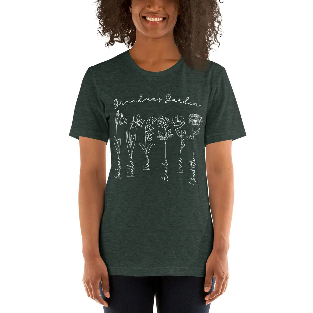 Grandma's Garden Personalized Flowers t-shirt | Grandkids Names Shirt Amazing Faith Designs