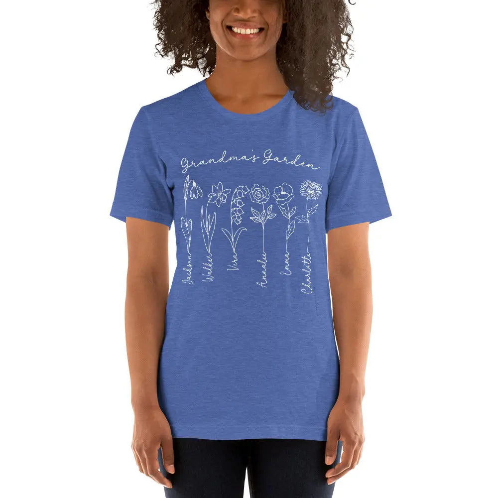 Grandma's Garden Personalized Flowers t-shirt | Grandkids Names Shirt Amazing Faith Designs