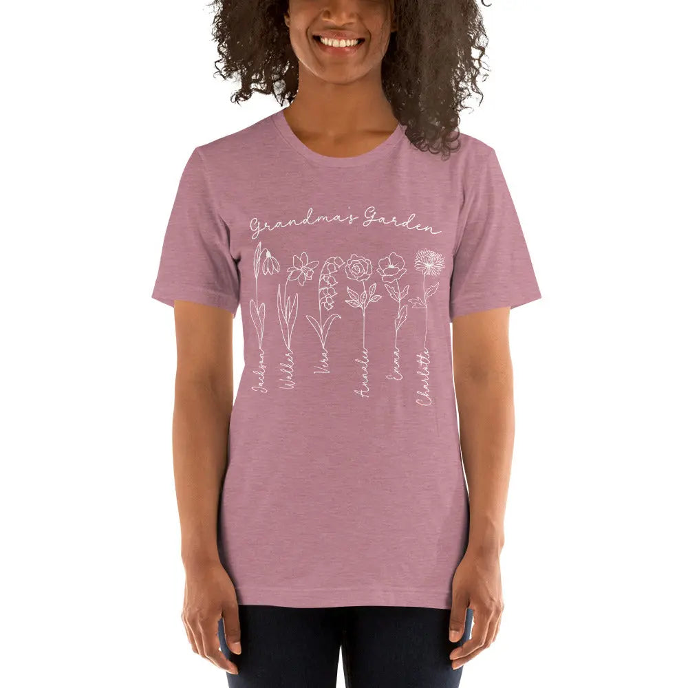 Grandma's Garden Personalized Flowers t-shirt | Grandkids Names Shirt Amazing Faith Designs