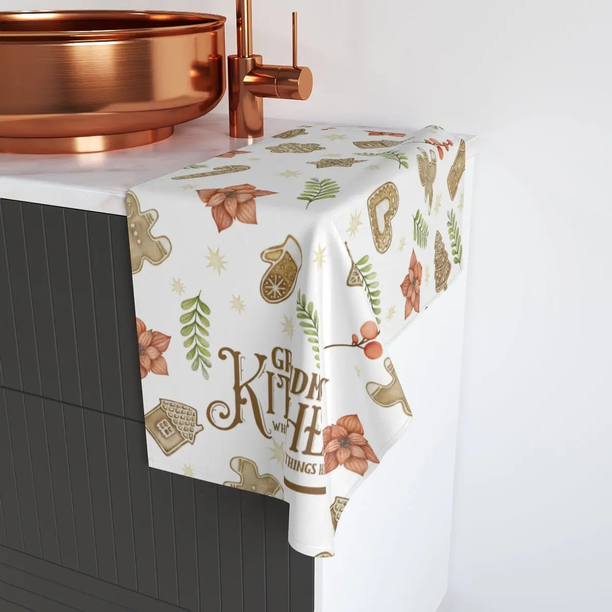 Grandma's Kitchen Christmas Towel, Christmas Cookies Hand Towel, Cute Holiday Kitchen Towel Printify