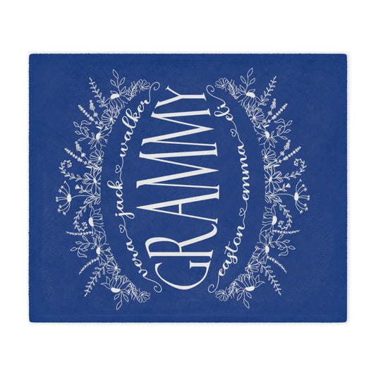 Grandma with Grandkids Plush Blanket 50 x 60 Mimi Nana Grammy Gigi Printify