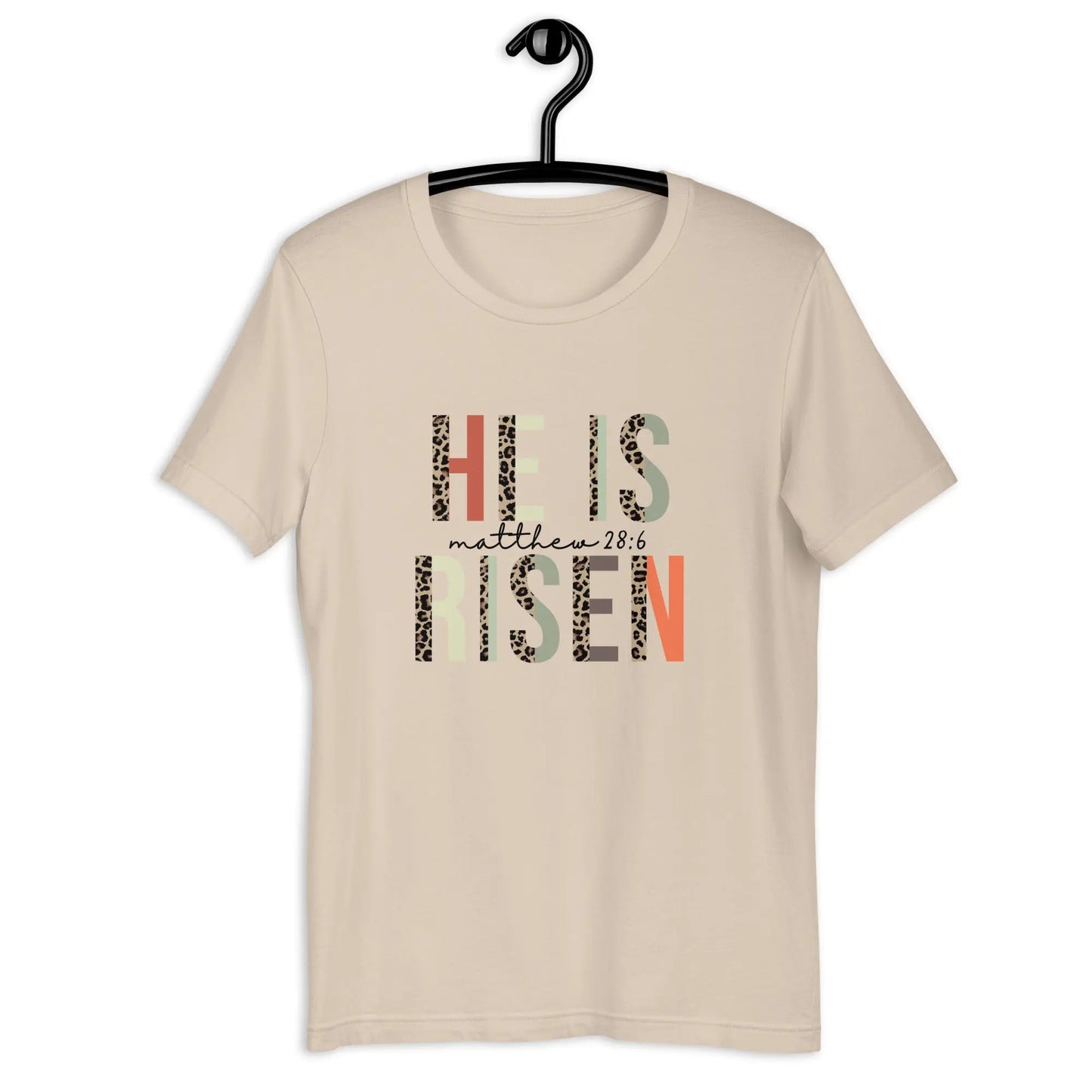 He is Risen Leapord Print Unisex t-shirt Amazing Faith Designs