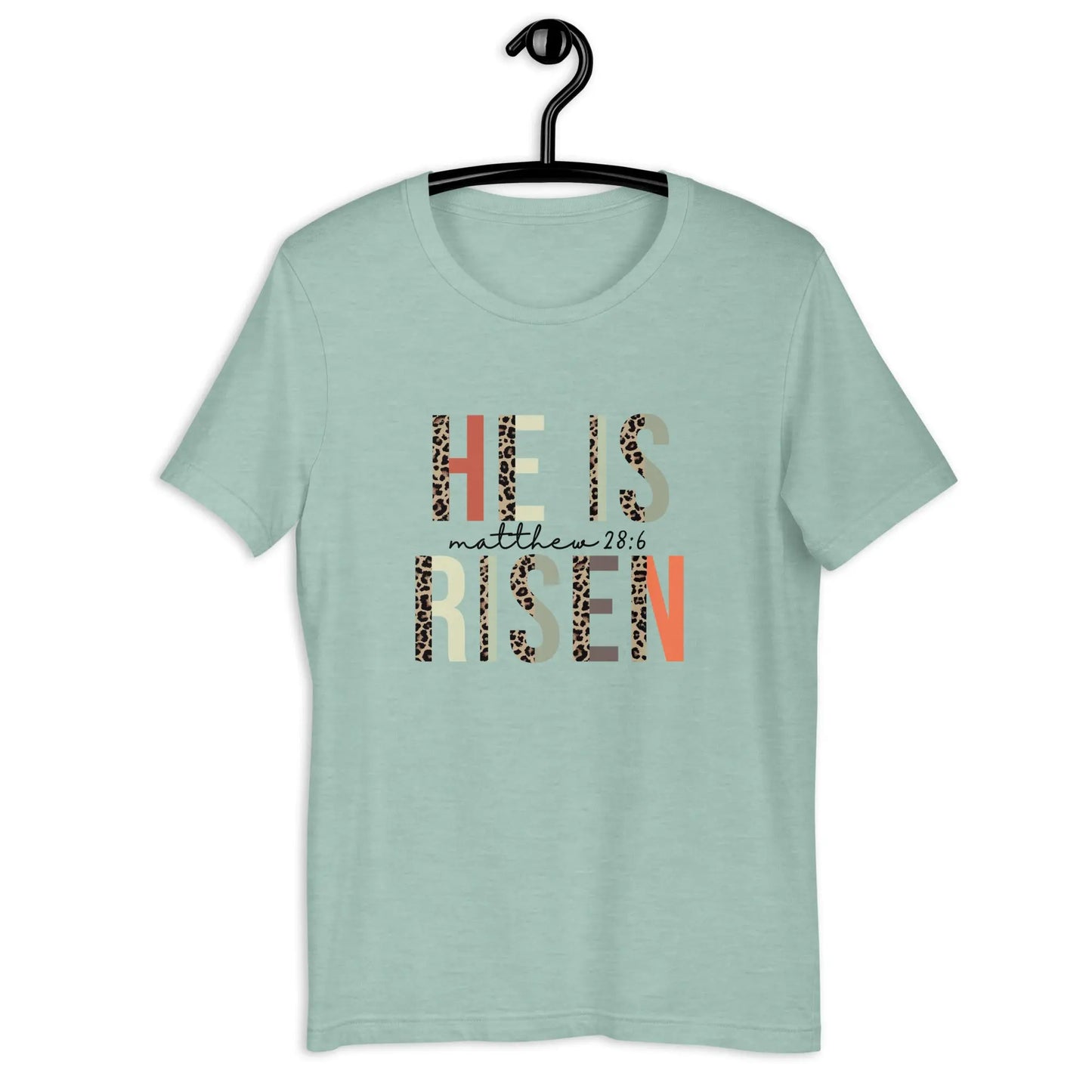 He is Risen Leapord Print Unisex t-shirt Amazing Faith Designs