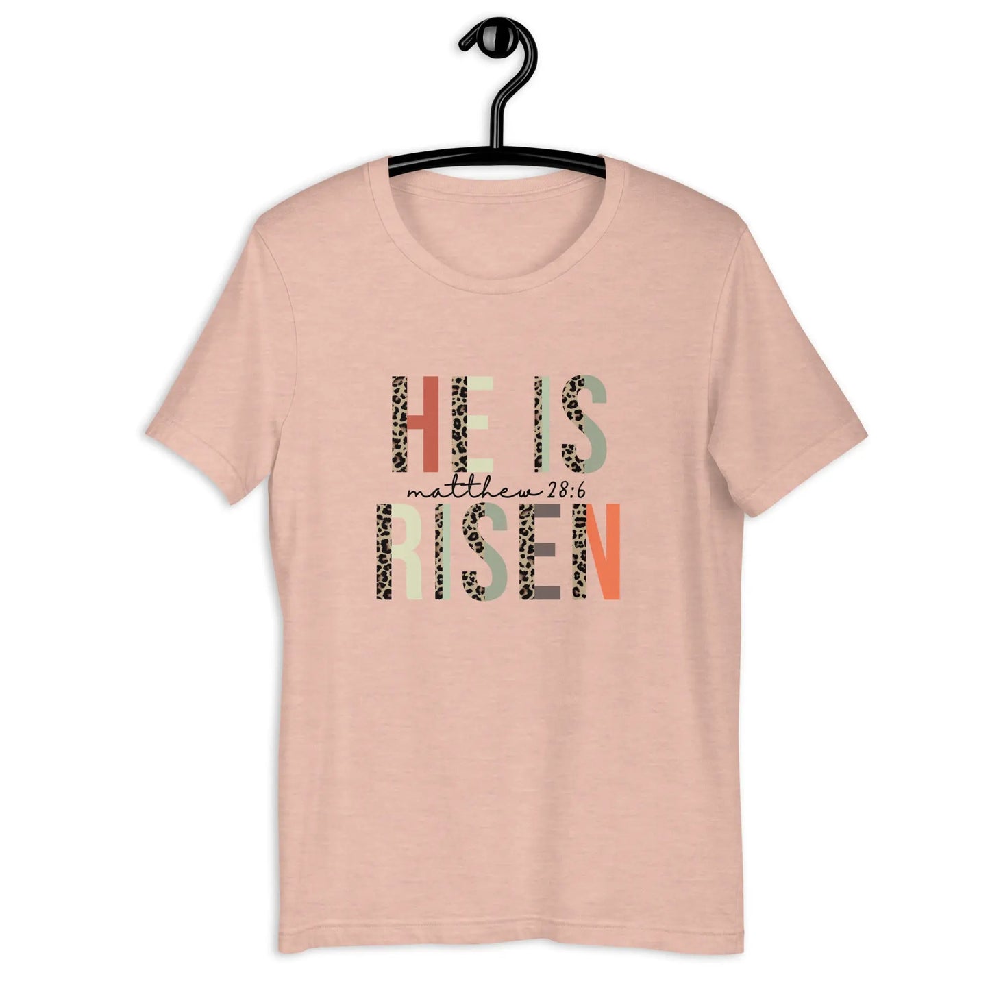 He is Risen Leapord Print Unisex t-shirt Amazing Faith Designs