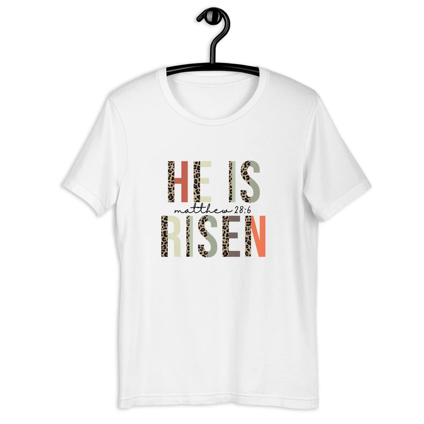 He is Risen Leapord Print Unisex t-shirt Amazing Faith Designs