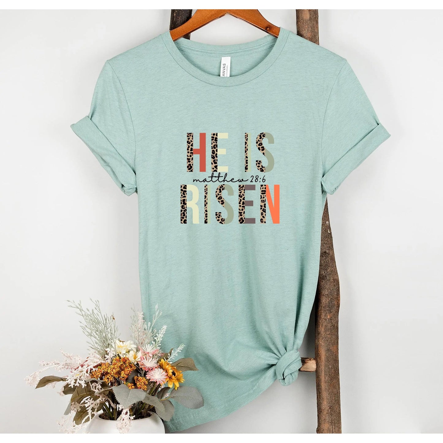 He is Risen Leapord Print Unisex t-shirt, Easter Shirt Amazing Faith Designs