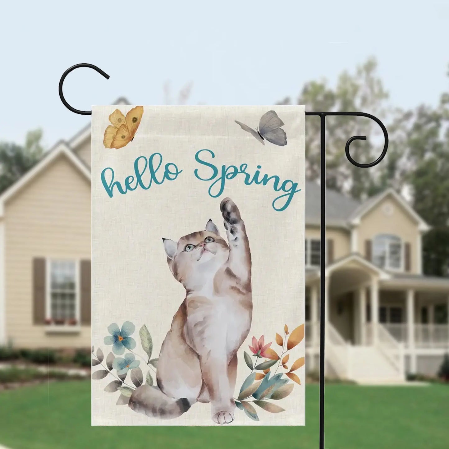 Hello Spring Kitten Garden Flag, Easter Flag Amazing Faith Designs