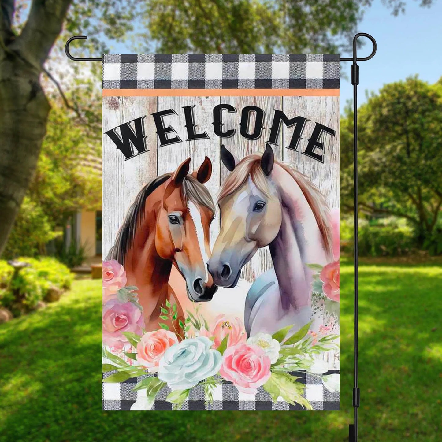 Horses Welcome Garden Flag Amazing Faith Designs