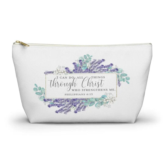 I Can Do All Things Through Christ Makeup Accessory Pouch w T-bottom Printify