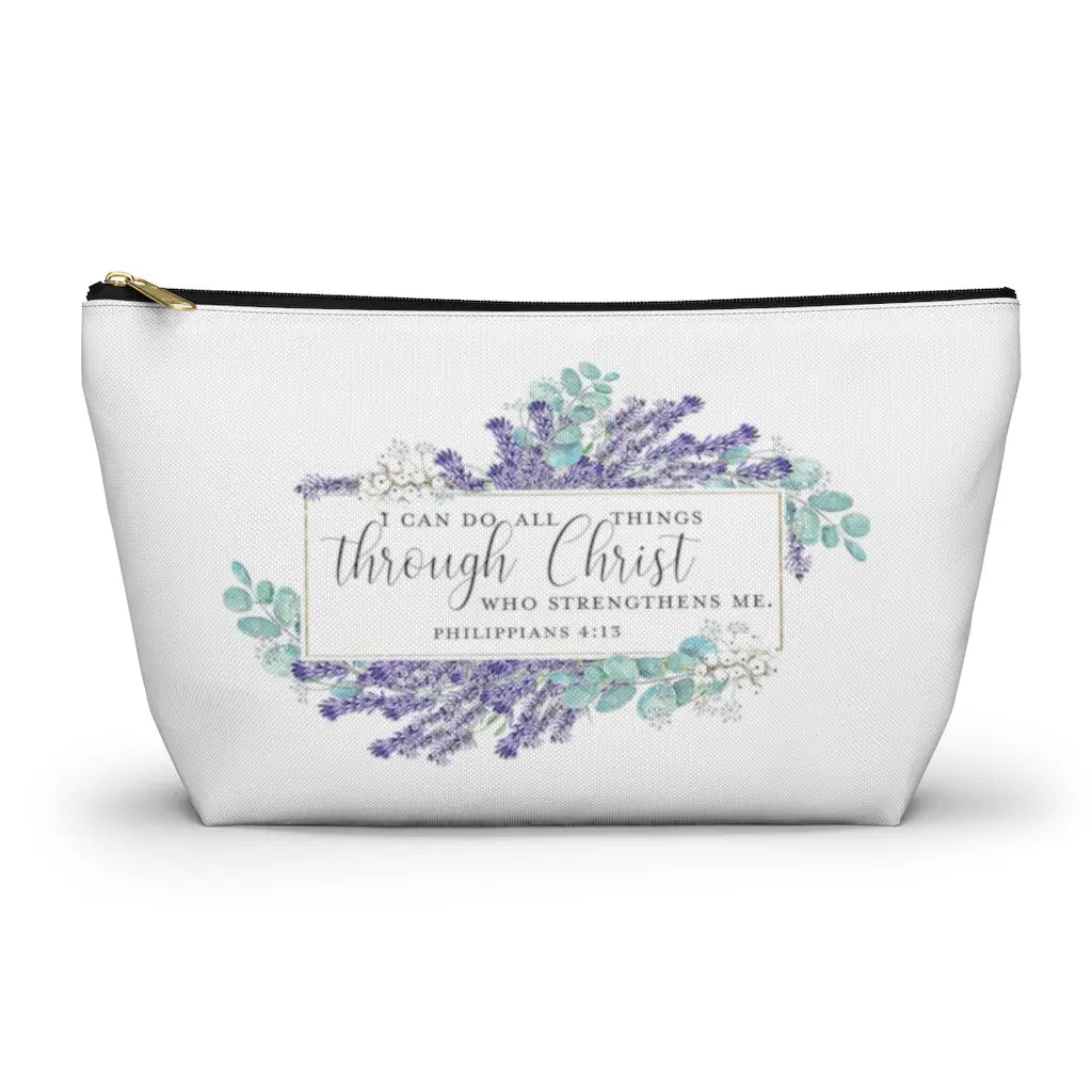 I Can Do All Things Through Christ Makeup Accessory Pouch w T-bottom Printify