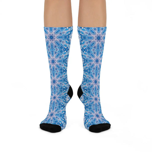 Inhale Grace Exhale Praise Blue Socks, Christian Socks Printify