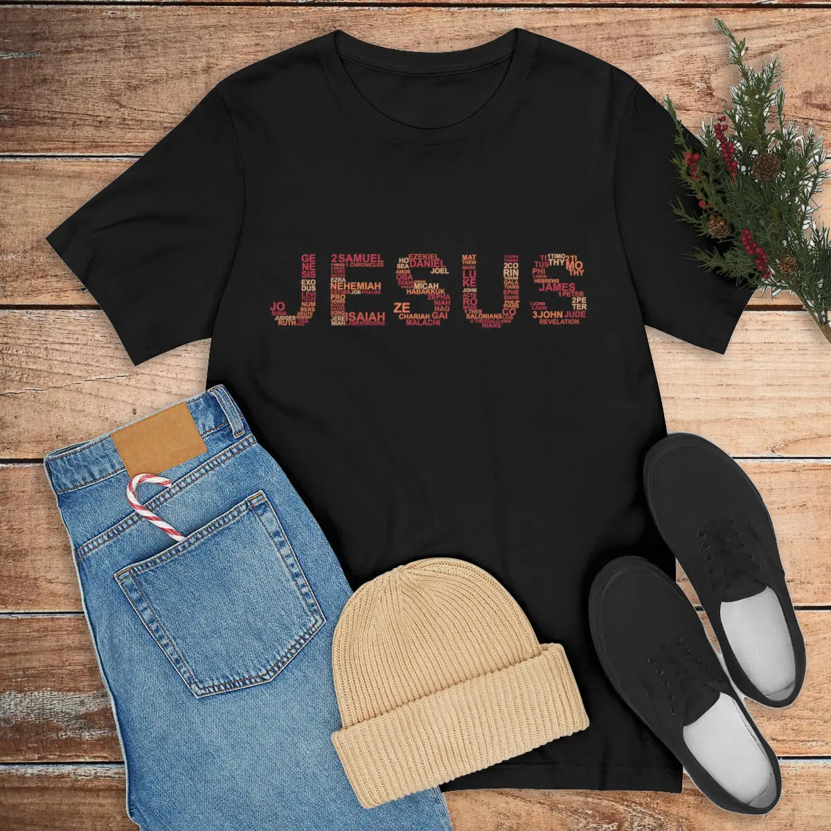 Jesus Books of the Bible Word Art Unisex T-shirt | Father's Day Gift Printify