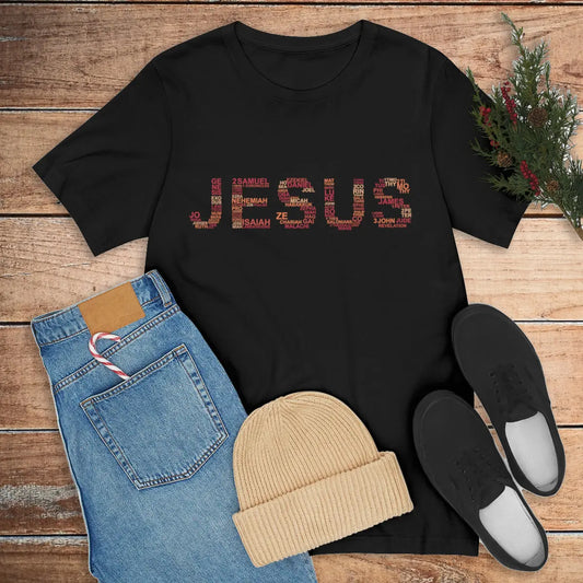 Jesus Books of the Bible Word Art Unisex T-shirt | Father's Day Gift Printify