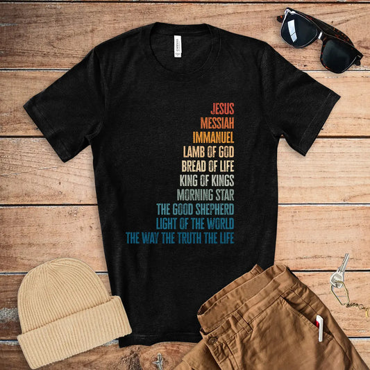 Jesus Names Scripture Unisex T-shirt | Messiah Immanuel King Shepherd Printify