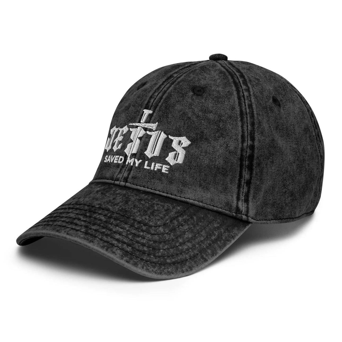 Jesus Saved My Life Vintage Denim Cap Amazing Faith Designs