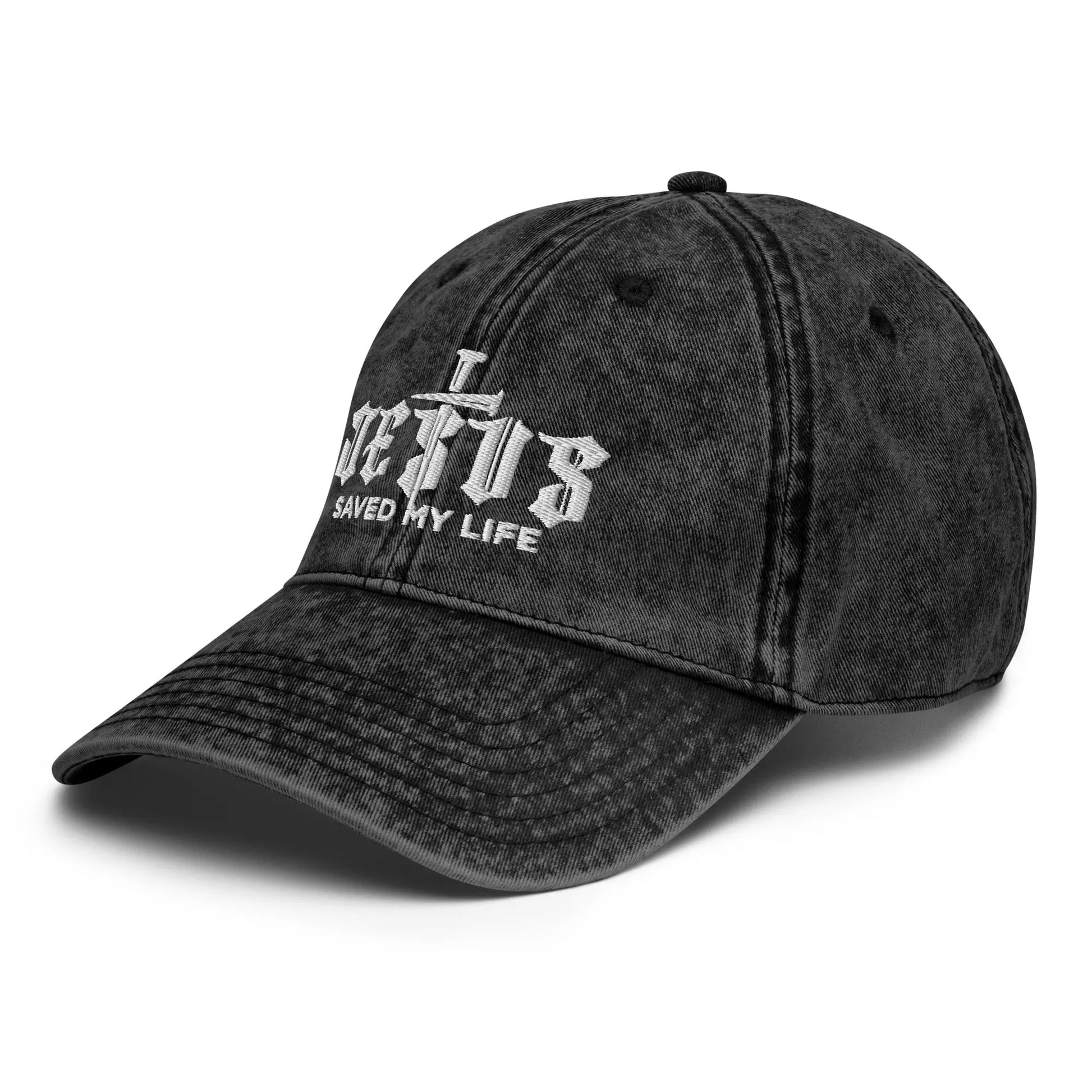 Jesus Saved My Life Vintage Denim Cap Amazing Faith Designs