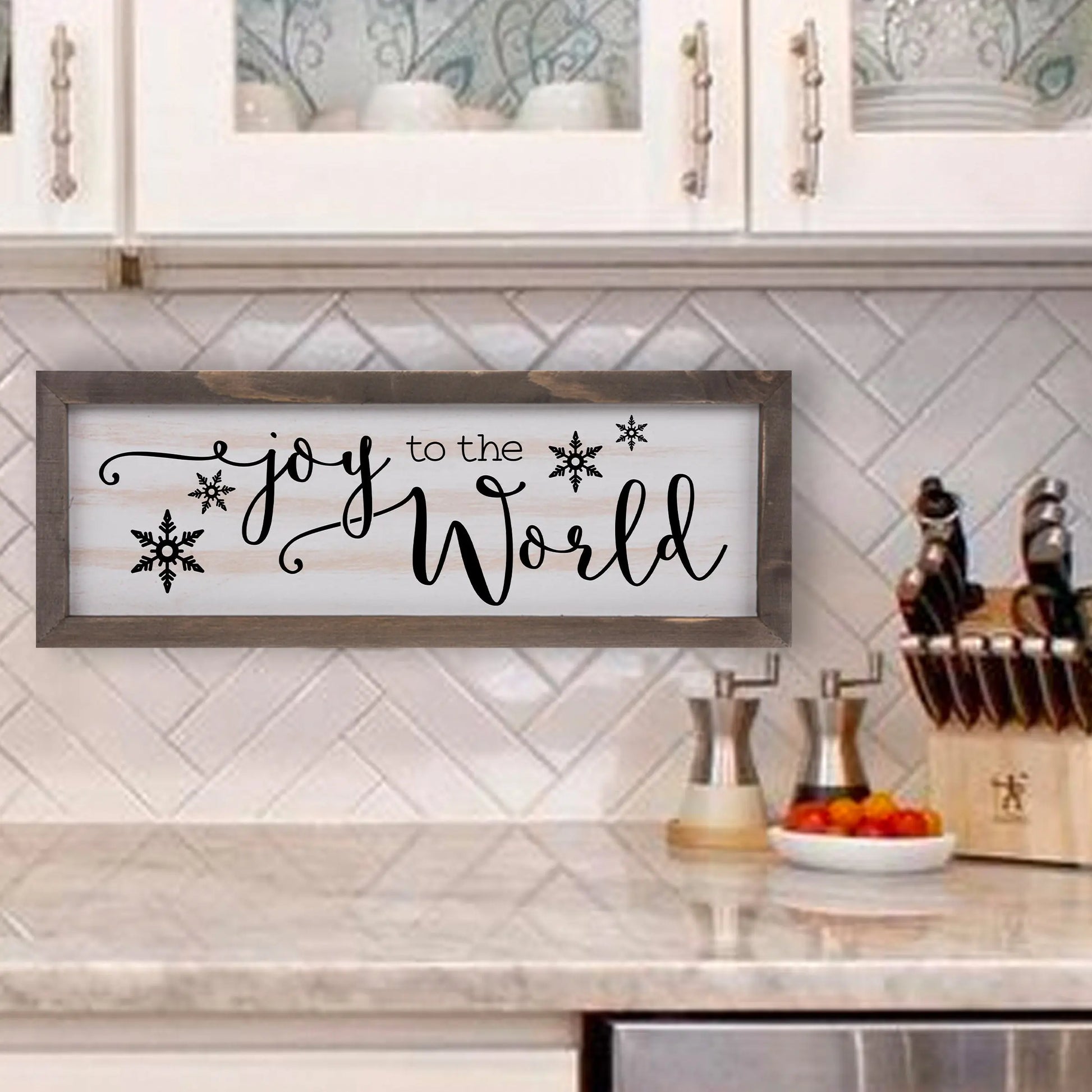 Joy to the World Rustic Whitewashed Wood Frame Sign | 5.5" x 15" Farmhouse Decor | Christmas Wood Decor amazingfaithdesigns