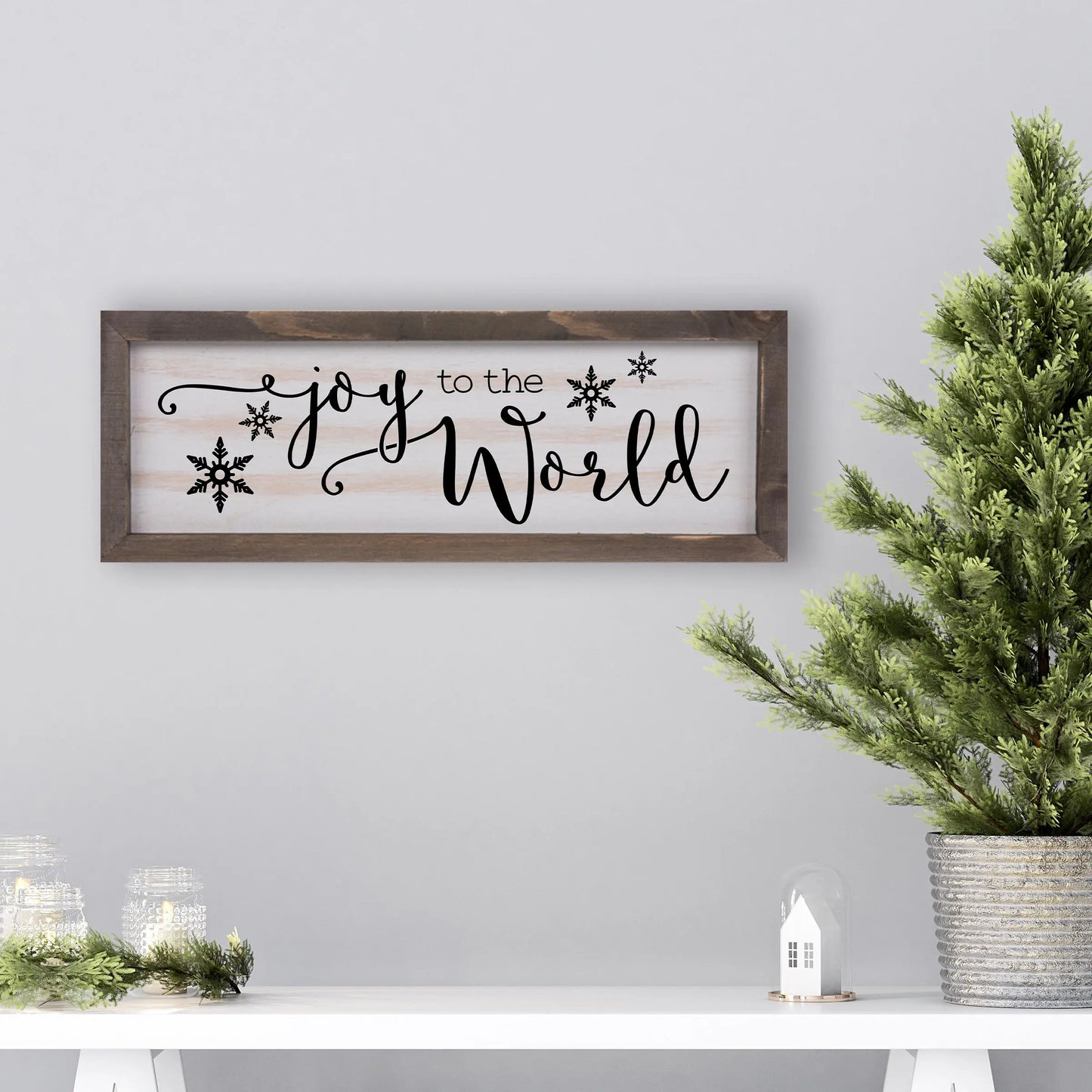 Joy to the World Rustic Whitewashed Wood Frame Sign | 5.5" x 15" Farmhouse Decor | Christmas Wood Decor amazingfaithdesigns