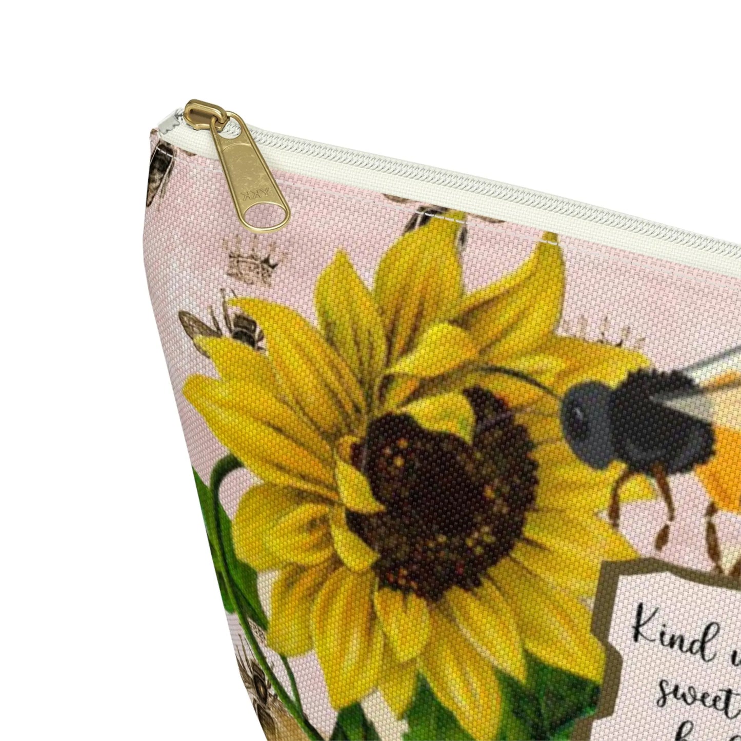 Kind Words are Like Honey Makeup Accessory Pouch w T-bottom - Vintage Honey Bee Printify