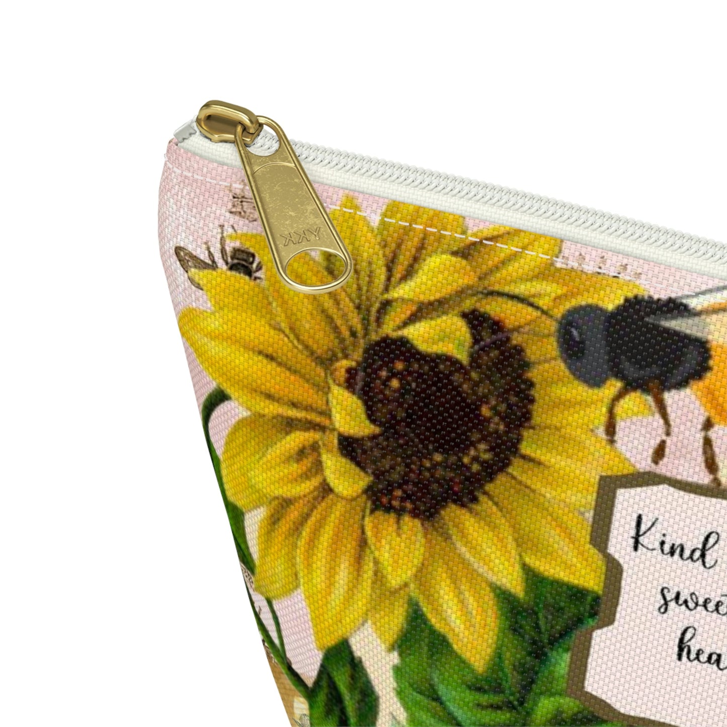 Kind Words are Like Honey Makeup Accessory Pouch w T-bottom - Vintage Honey Bee Printify