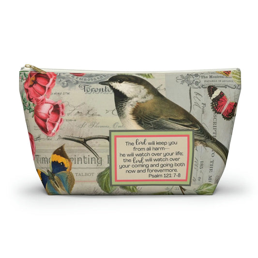 Lord Will Keep You Makeup Accessory Pouch w T-bottom - Vintage Birds Printify