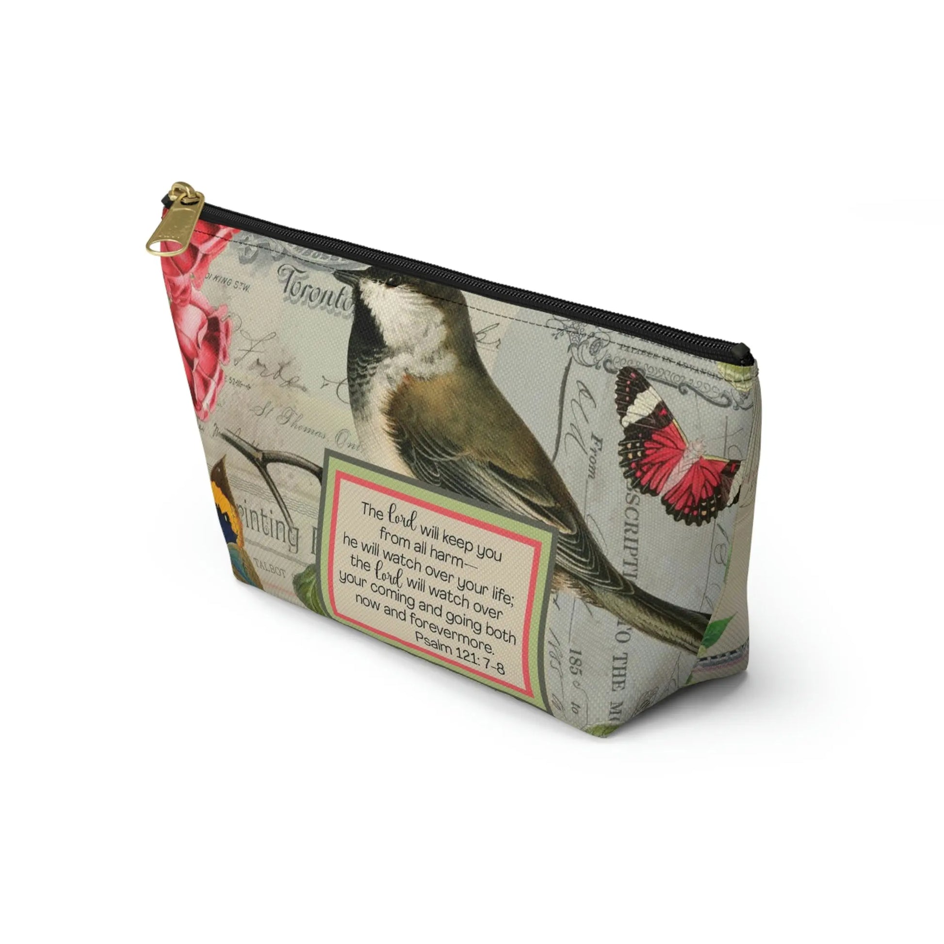 Lord Will Keep You Makeup Accessory Pouch w T-bottom - Vintage Birds Printify
