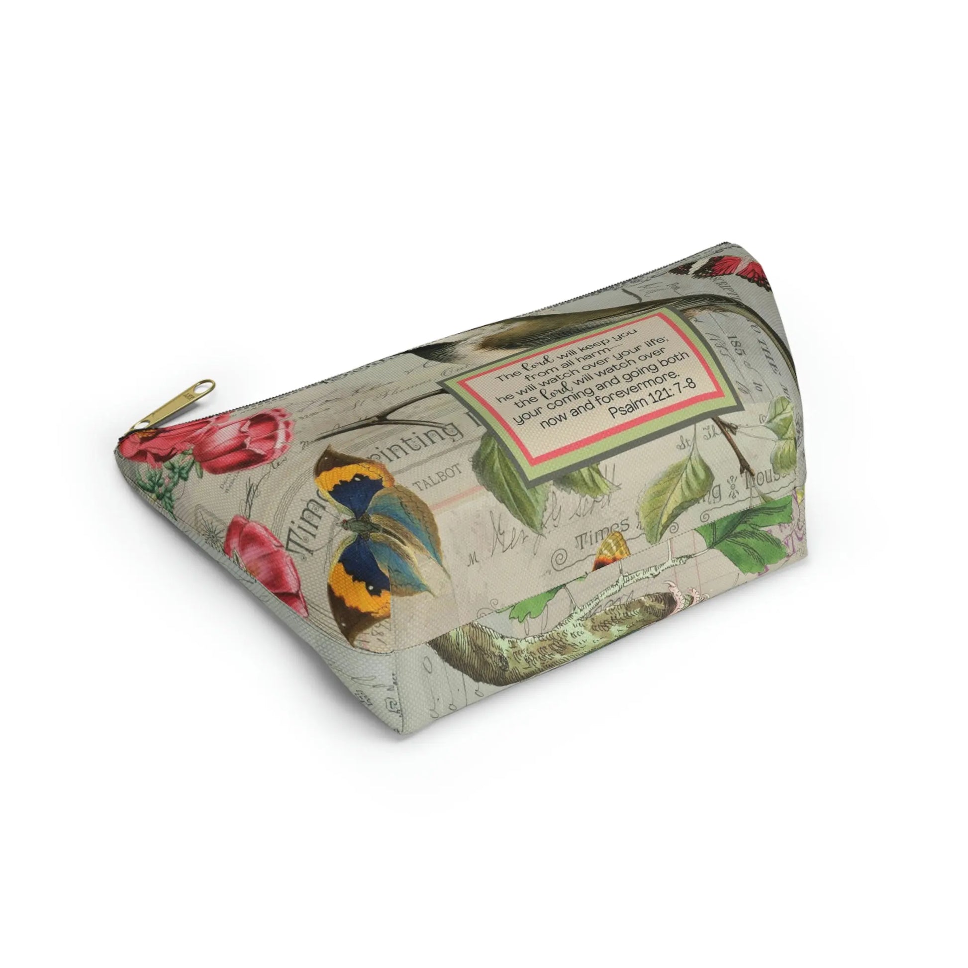 Lord Will Keep You Makeup Accessory Pouch w T-bottom - Vintage Birds Printify