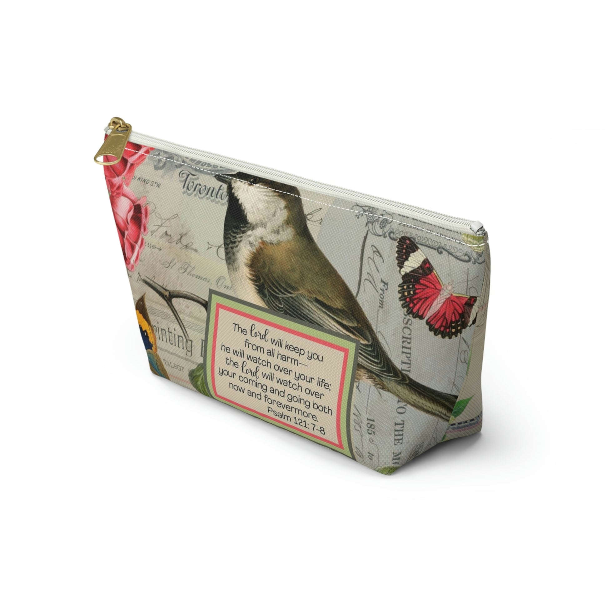 Lord Will Keep You Makeup Accessory Pouch w T-bottom - Vintage Birds Printify