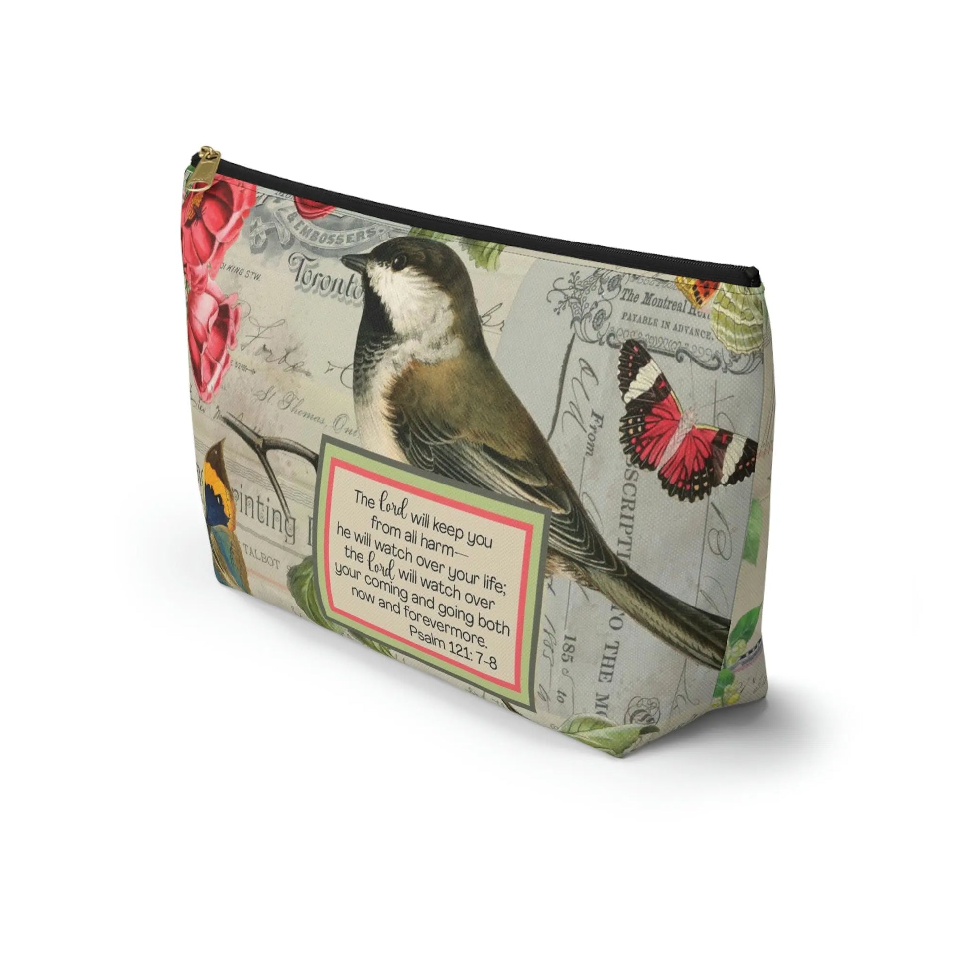Lord Will Keep You Makeup Accessory Pouch w T-bottom - Vintage Birds Printify
