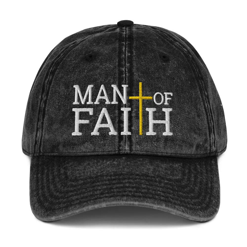 Man of Faith Vintage Denim Cap Amazing Faith Designs