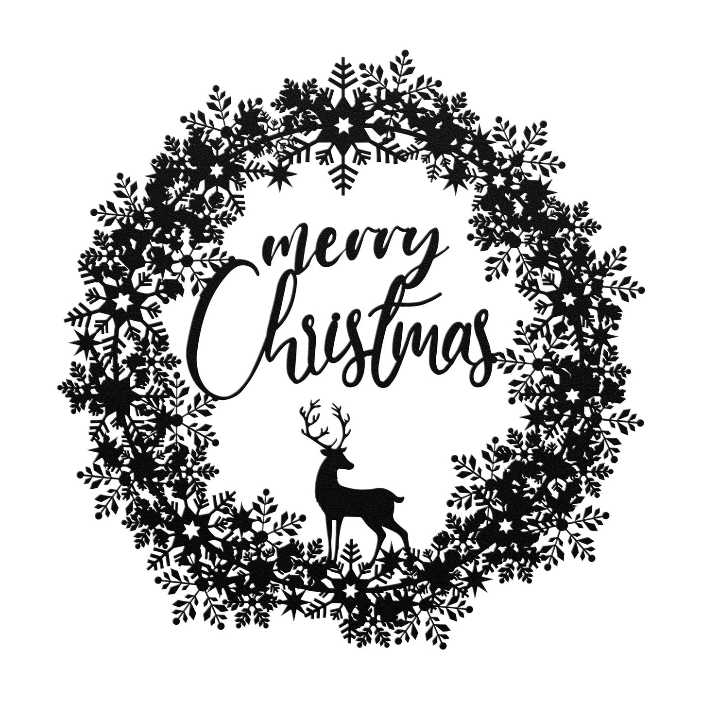 Merry Christmas Deer Wreath Metal Sign teelaunch