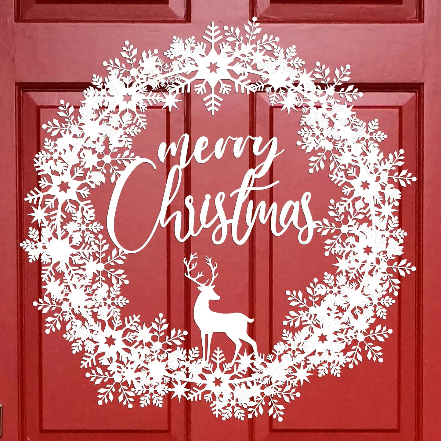 Merry Christmas Deer Wreath Metal Sign teelaunch