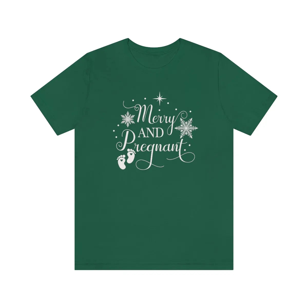 Merry and Pregnant Tee, Christmas Pregnancy Shirt, Pregnancy Announcement Tee, Holiday Maternity Shirt Printify