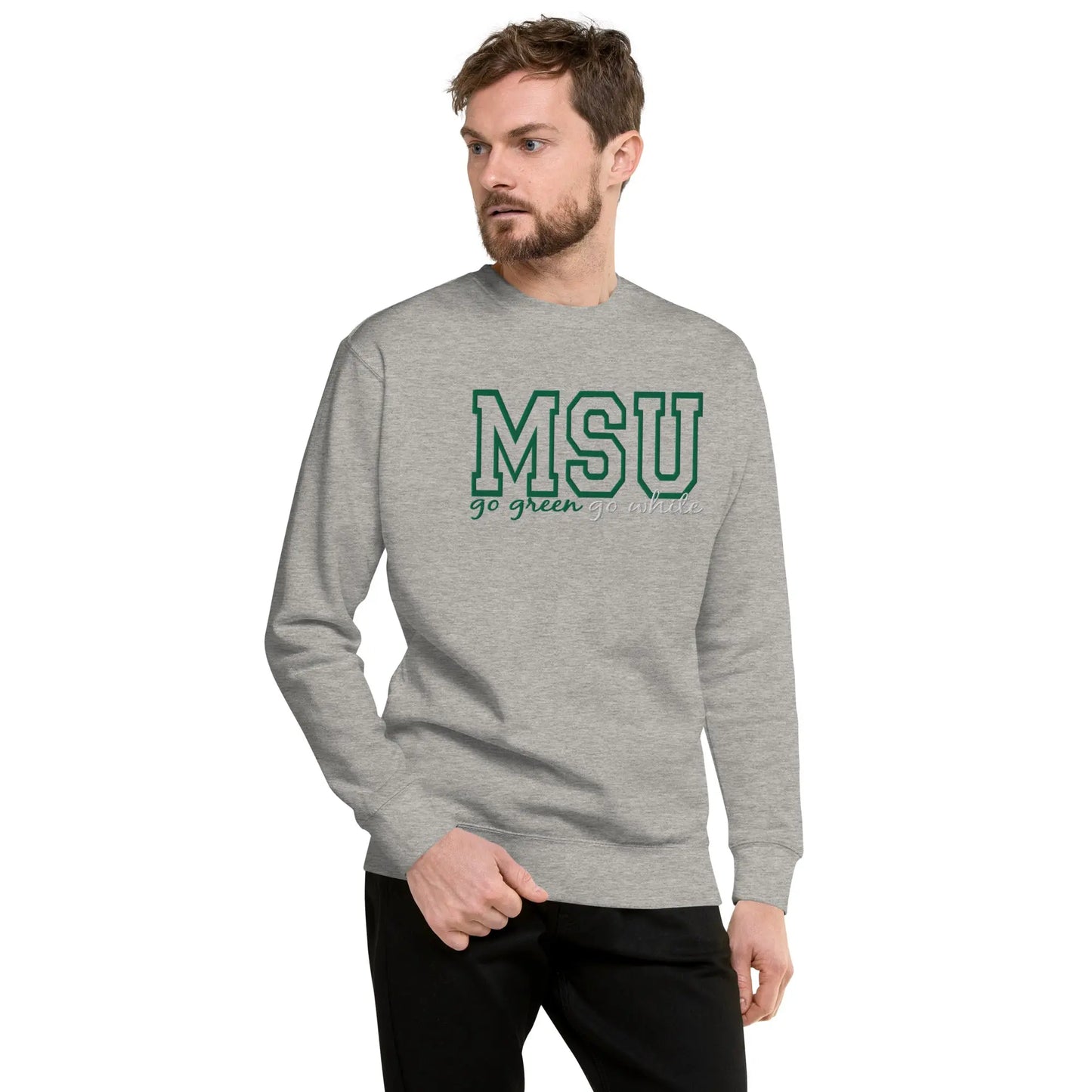 Michigan State University go green go white Unisex Premium Sweatshirt Amazing Faith Designs