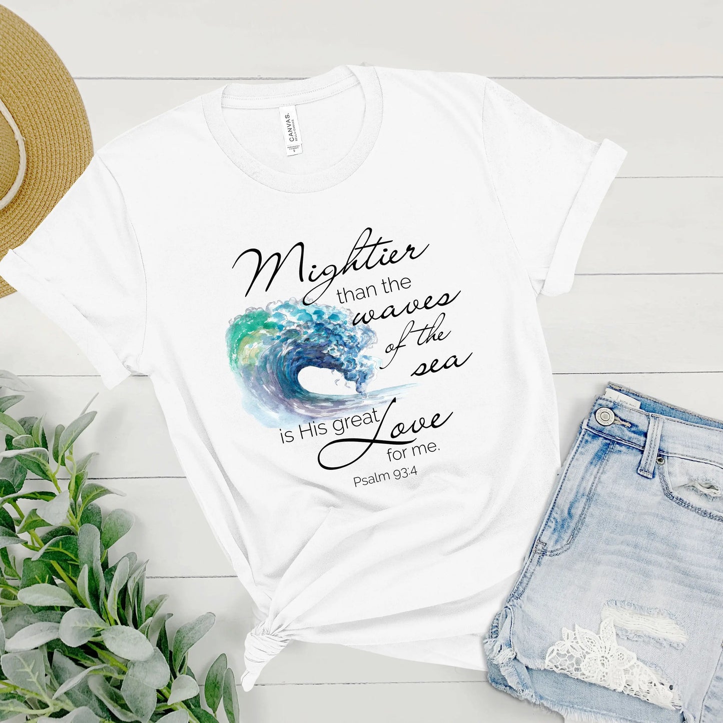Mightier Than the Waves of Sea Psalm 93:4 Christian Faith Tee | Scripture Shirt, Religious Shirts, Faith Shirt Printify