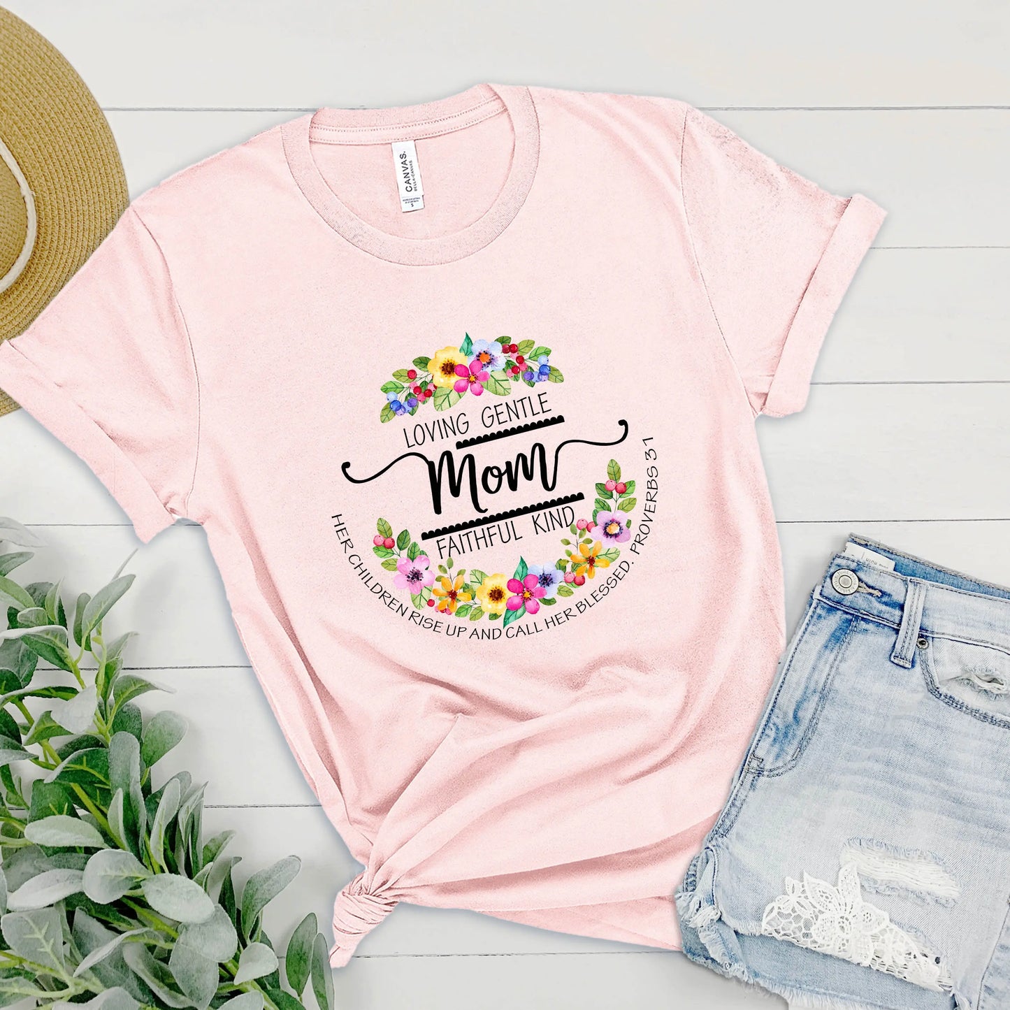 Mom Floral Scripture Jersey Short Sleeve Tee Printify