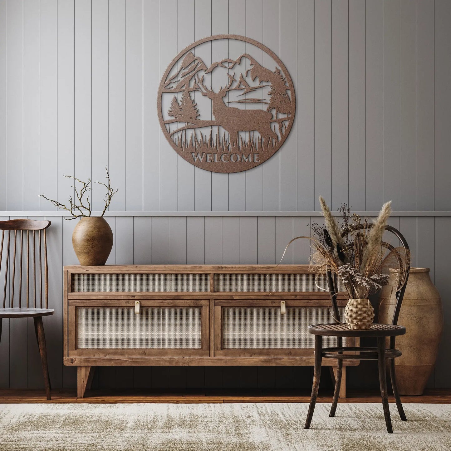 Mountain Deer Welcome Metal Sign, Custom Metal Sign teelaunch