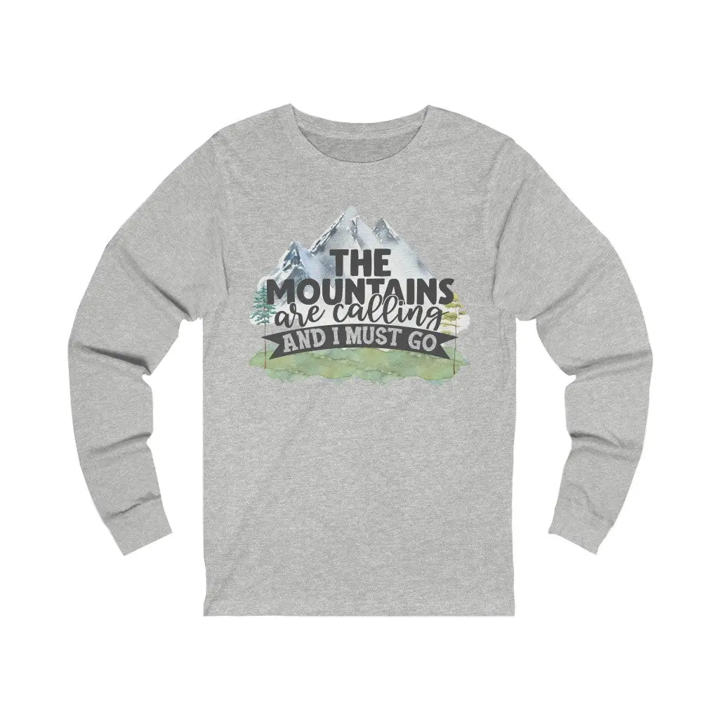 Mountains Are Calling Unisex Jersey Long Sleeve Tee, Hiker Tshirt, Adventurer, Nature Lover Gift, Camper Tee Printify
