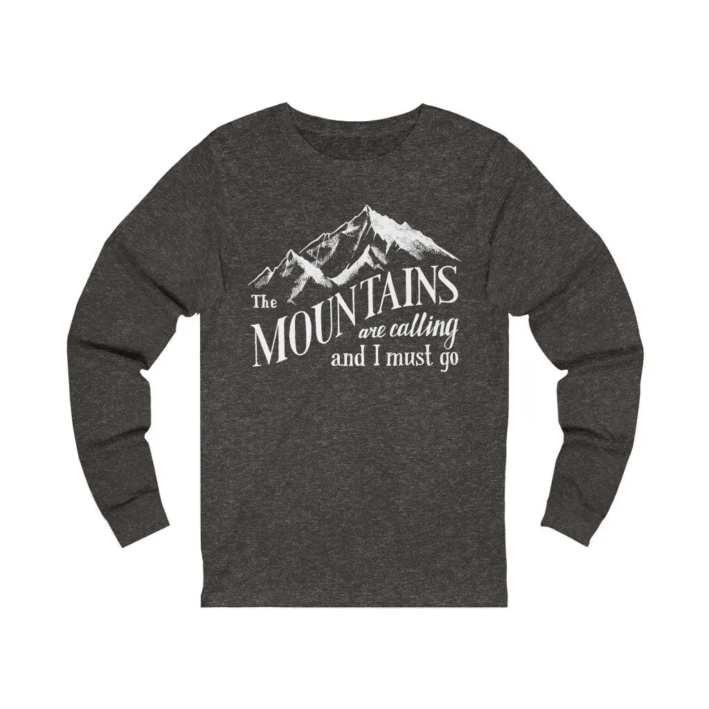 Mountains Are Calling Unisex Jersey Long Sleeve Tee, Hiker, Climber, Adventurer, Nature Lover Gift Printify