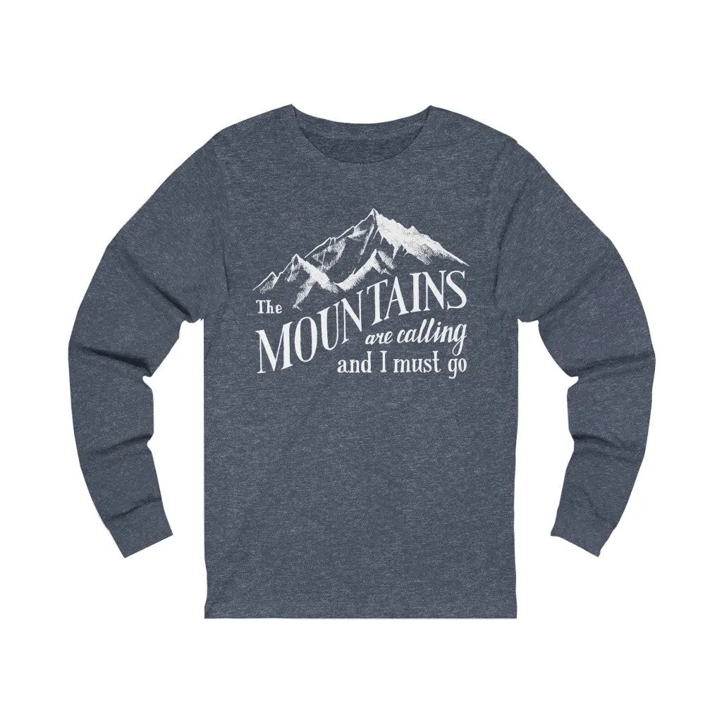Mountains Are Calling Unisex Jersey Long Sleeve Tee, Hiker, Climber, Adventurer, Nature Lover Gift Printify