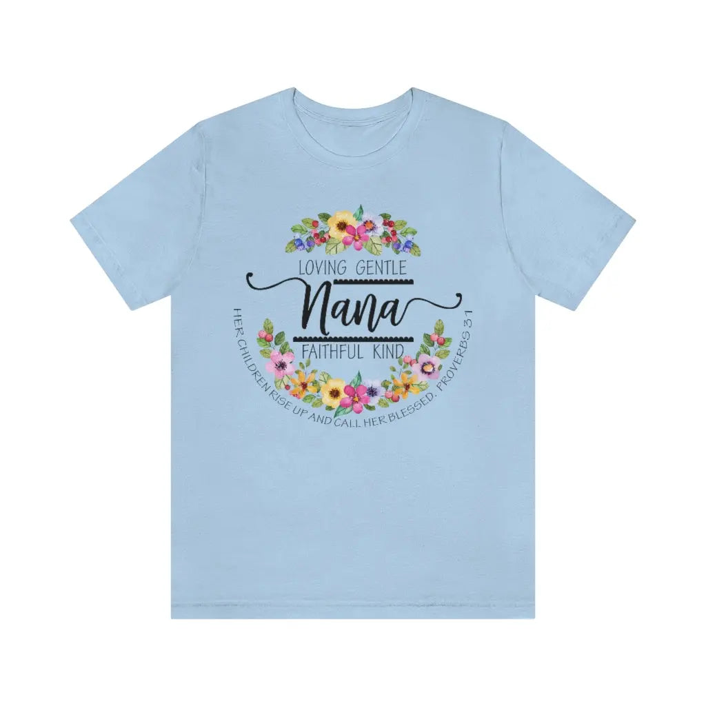 Nana Floral Scripture Short Sleeve Tee Printify