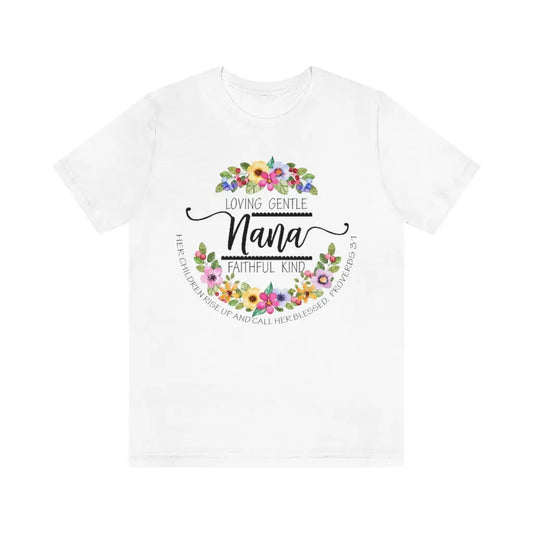 Nana Floral Scripture Short Sleeve Tee Printify