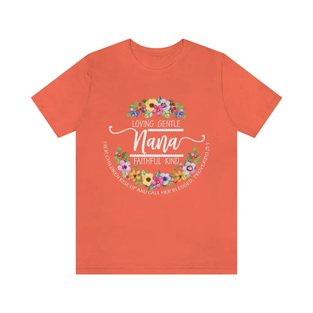 Nana Floral Scripture Short Sleeve Tee Printify