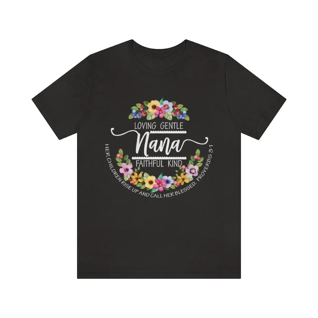 Nana Floral Scripture Short Sleeve Tee Printify