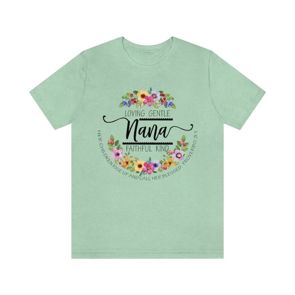 Nana Floral Scripture Short Sleeve Tee Printify