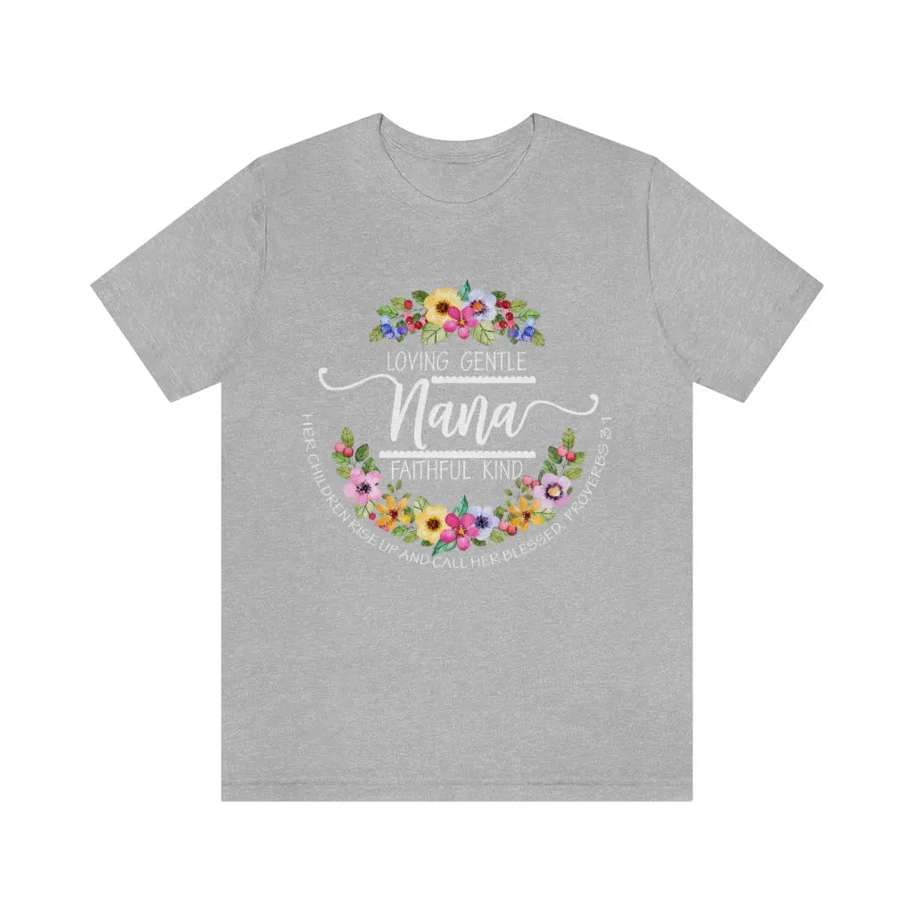 Nana Floral Scripture Short Sleeve Tee Printify