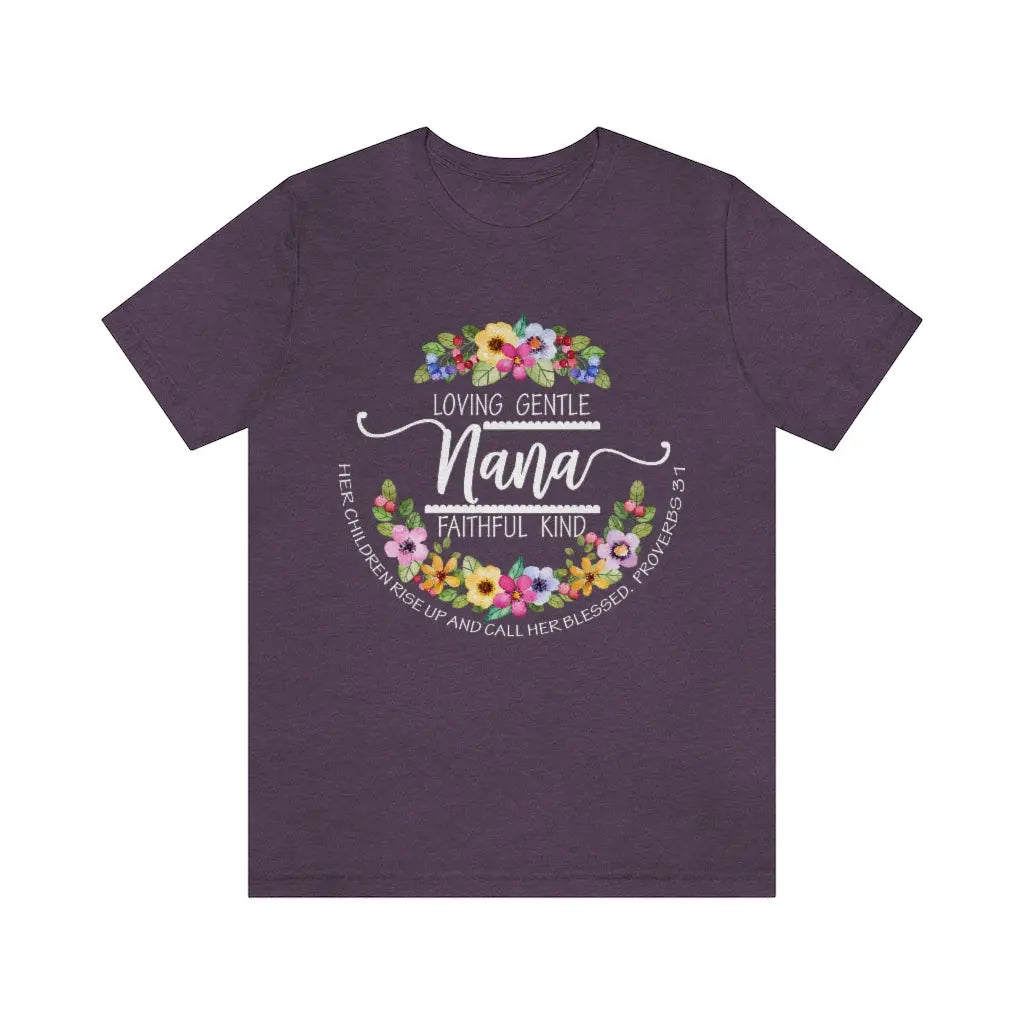 Nana Floral Scripture Short Sleeve Tee Printify