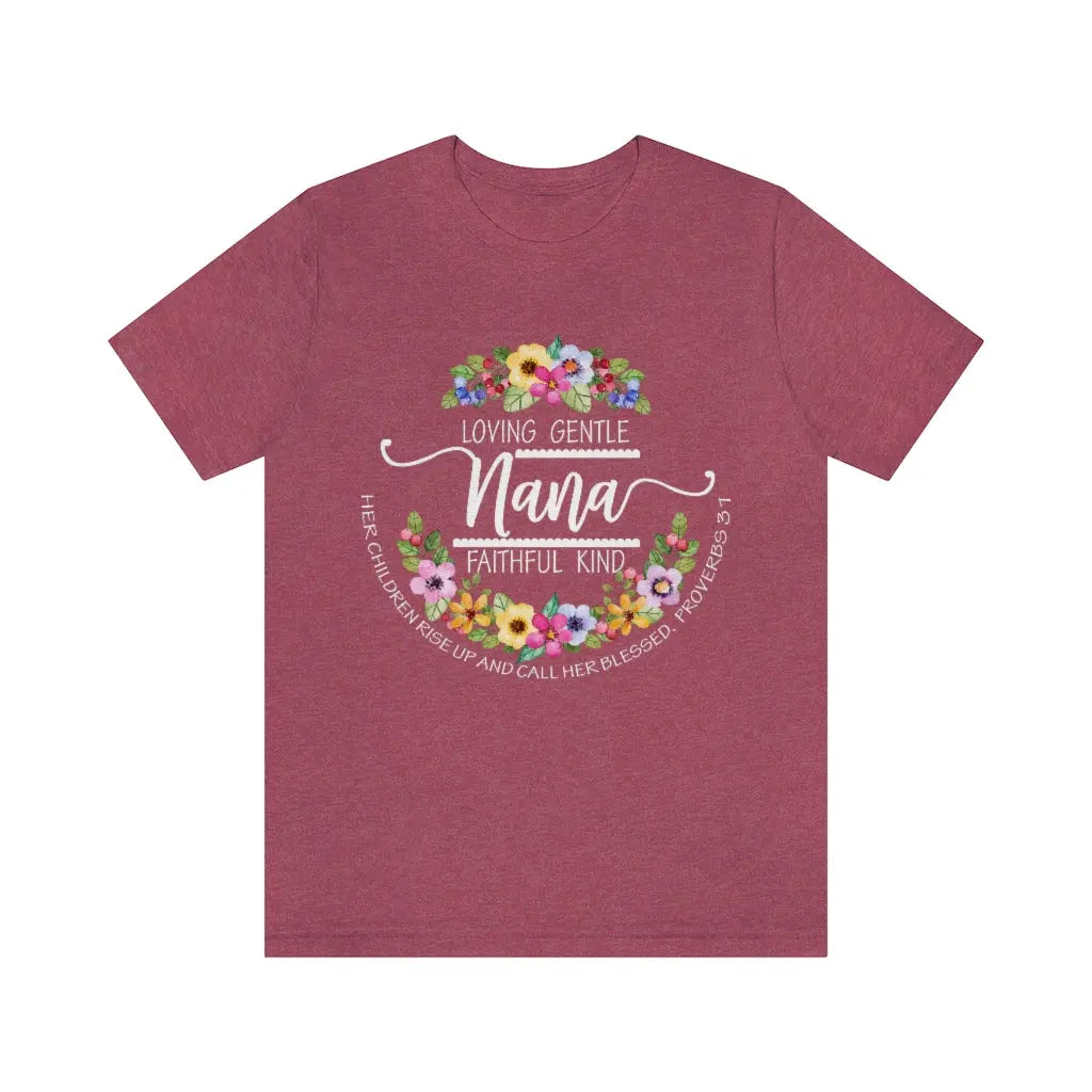 Nana Floral Scripture Short Sleeve Tee Printify