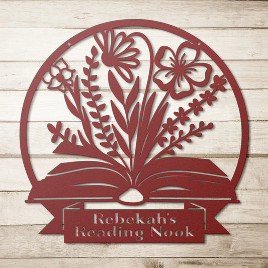 Nana's Reading Nook Metal Sign | Mimi, Grammy, Gigi, Custom Name Book Lover's Sign teelaunch